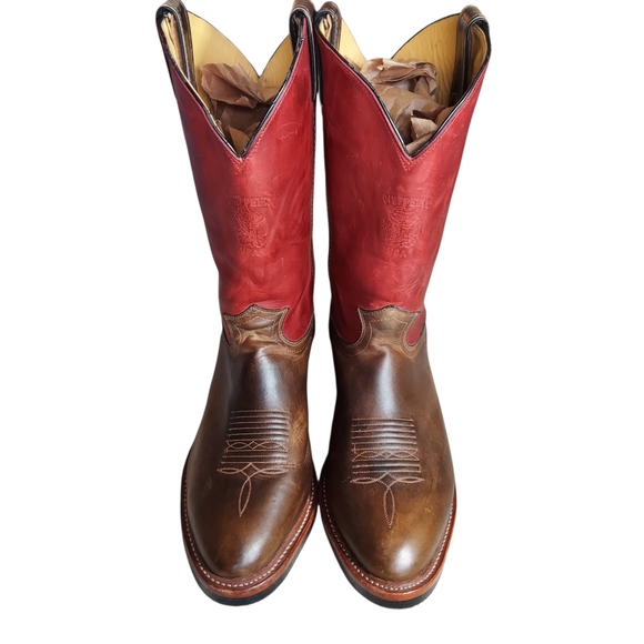 Chippewa Red Arroyo Wellington Red Shaft Brown Vamp Leather Western Boots Men's - Picture 5 of 16